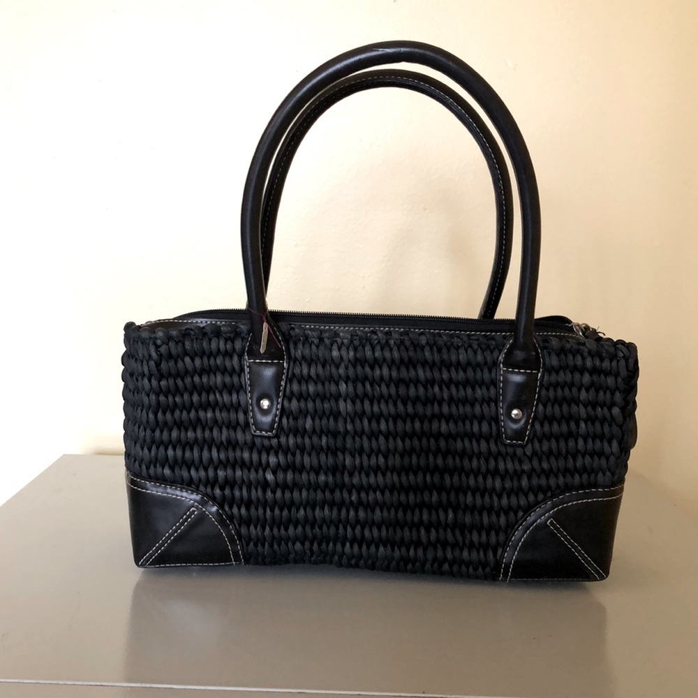 Black Woven Shoulder Bag